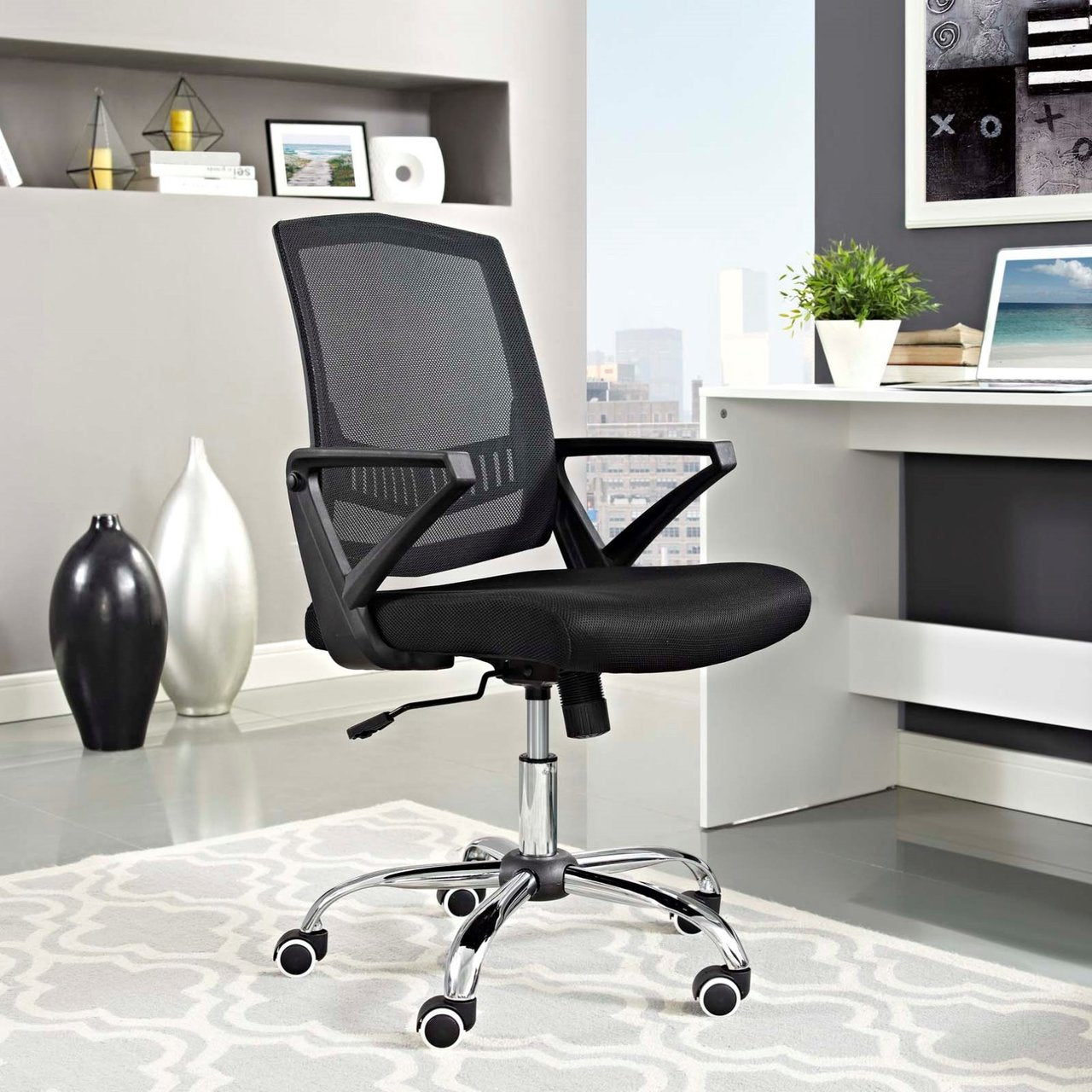 Proceed Mid Back Upholstered Fabric Office Chair, Black, Fabric 13153