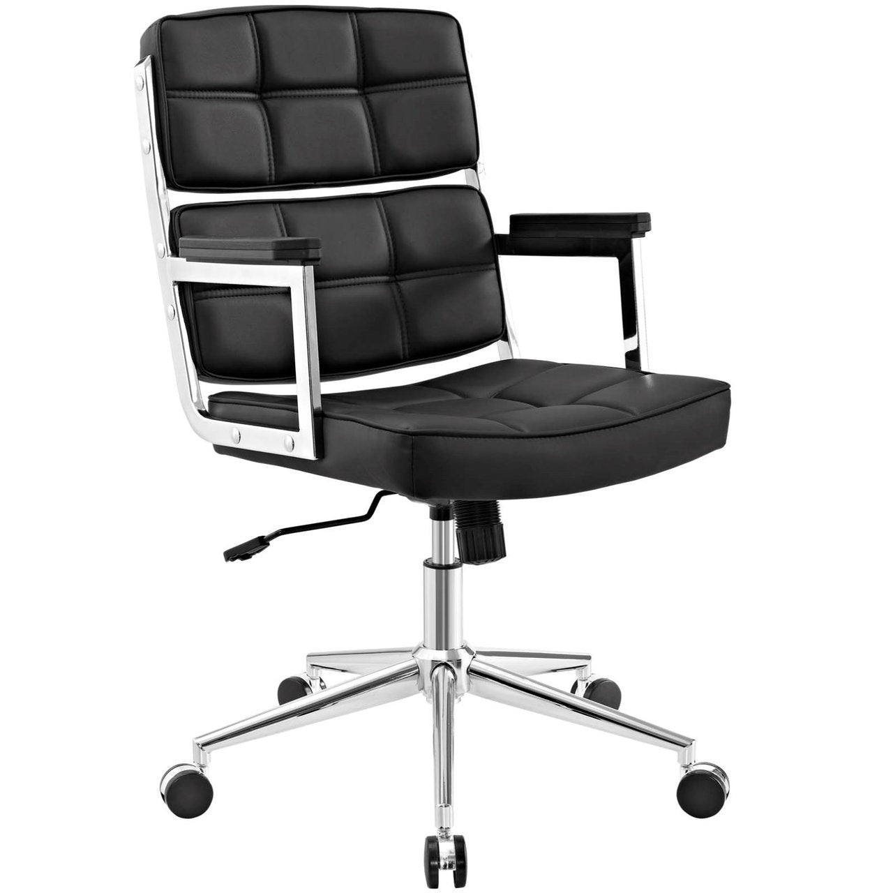 Portray Highback Upholstered Vinyl Office Chair, Black, Faux Leather 13154