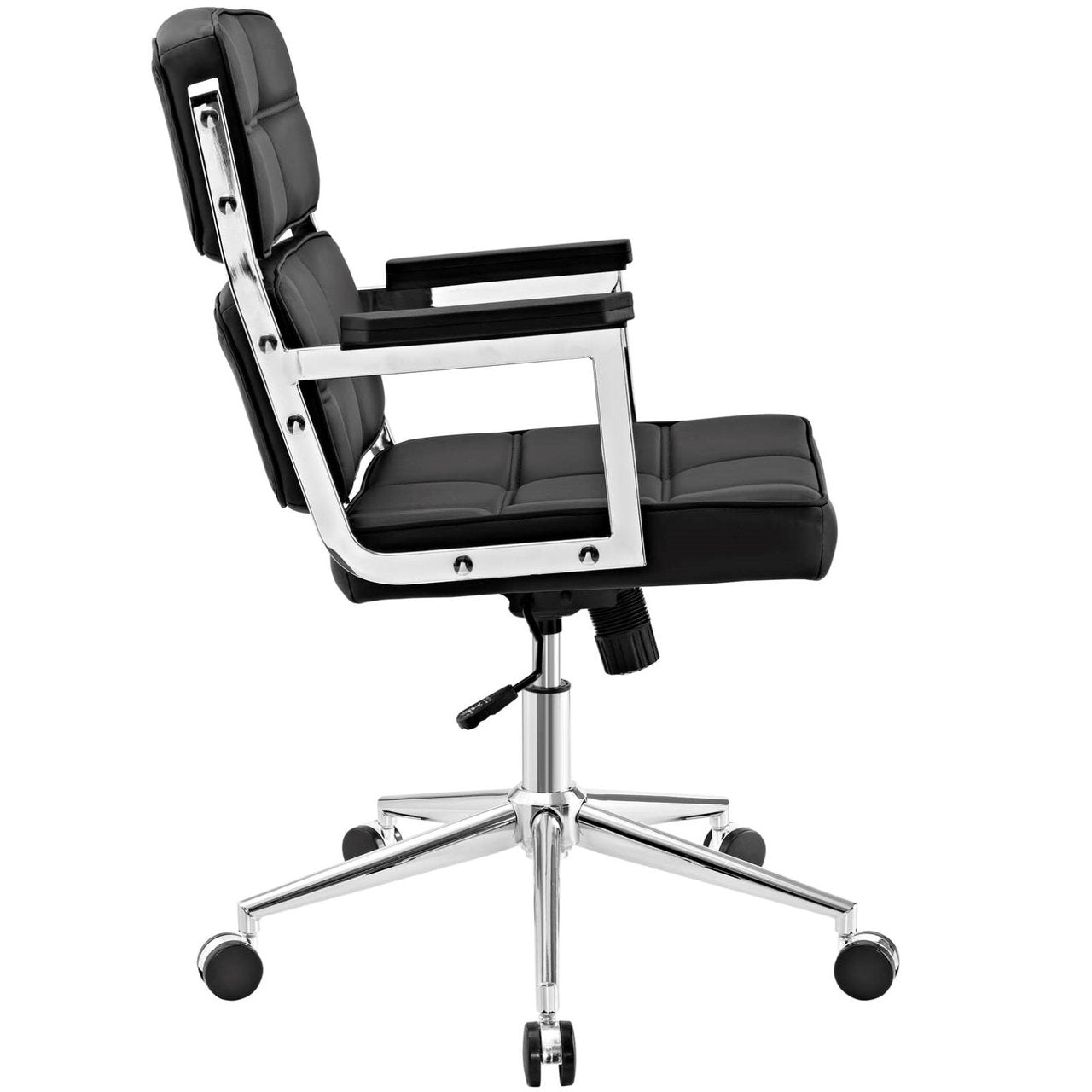 Portray Highback Upholstered Vinyl Office Chair, Black, Faux Leather 13154