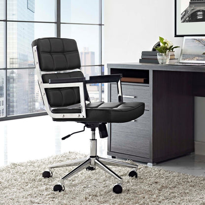 Portray Highback Upholstered Vinyl Office Chair, Black, Faux Leather 13154