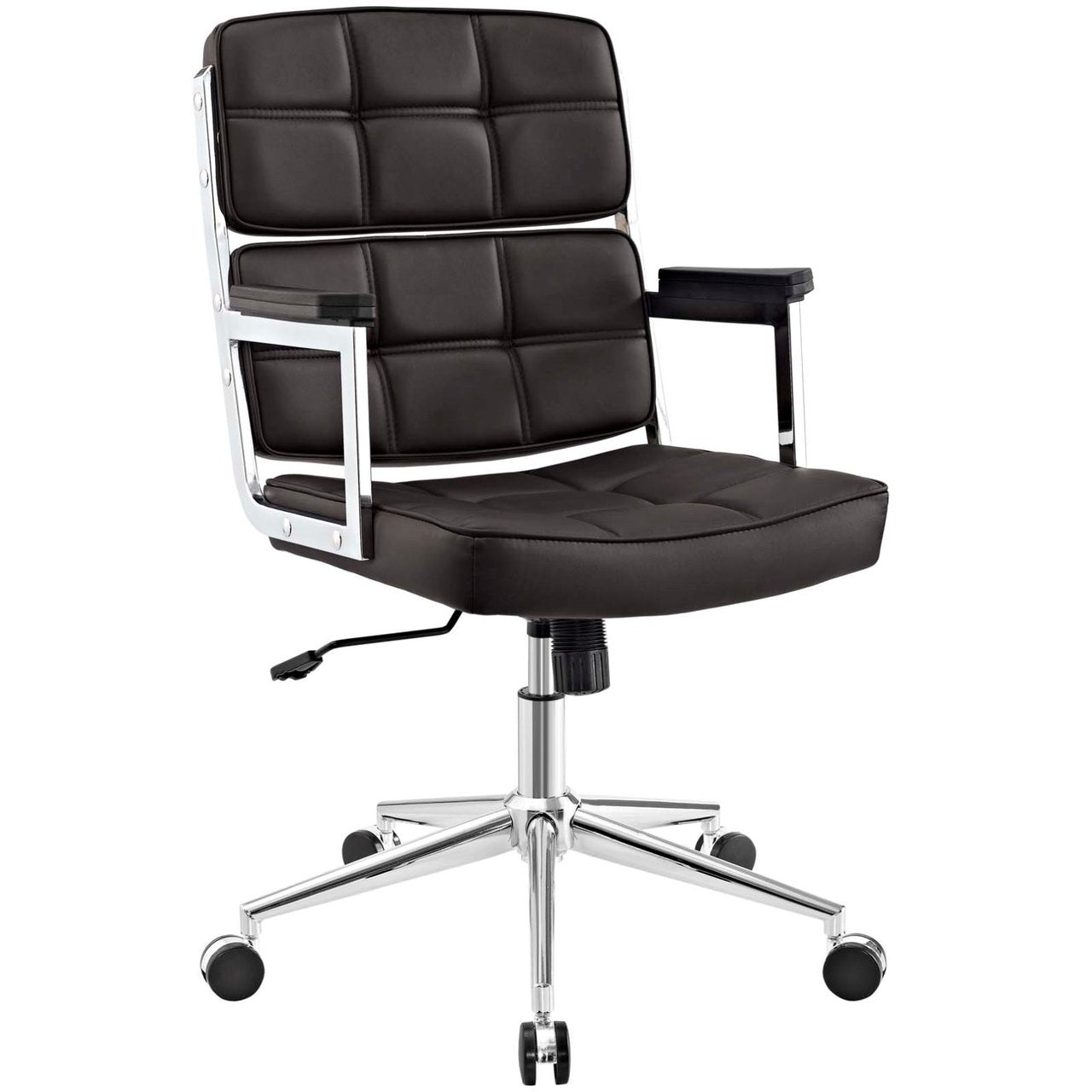 Portray Highback Upholstered Vinyl Office Chair, Brown, Faux Leather 13155