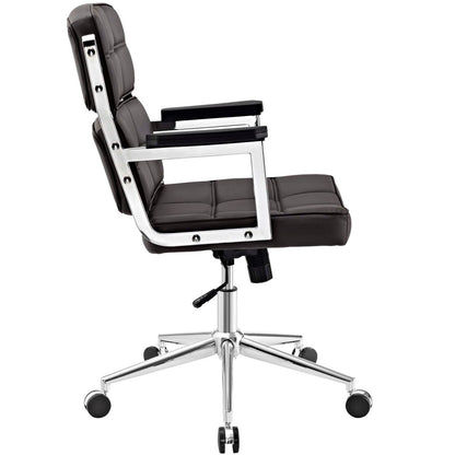 Portray Highback Upholstered Vinyl Office Chair, Brown, Faux Leather 13155