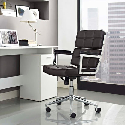 Portray Highback Upholstered Vinyl Office Chair, Brown, Faux Leather 13155