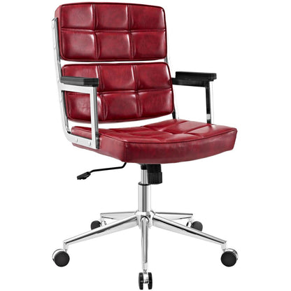 Portray Highback Upholstered Vinyl Office Chair, Red, Faux Leather 13156