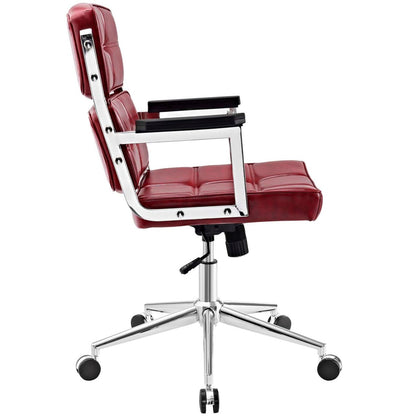 Portray Highback Upholstered Vinyl Office Chair, Red, Faux Leather 13156