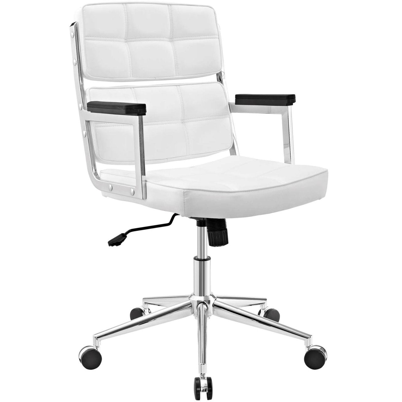 Portray Highback Upholstered Vinyl Office Chair, White, Faux Leather 13157