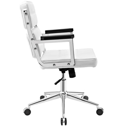 Portray Highback Upholstered Vinyl Office Chair, White, Faux Leather 13157