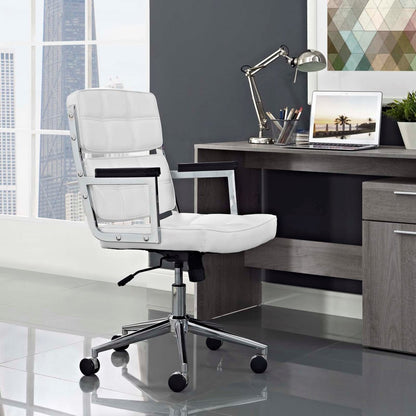 Portray Highback Upholstered Vinyl Office Chair, White, Faux Leather 13157