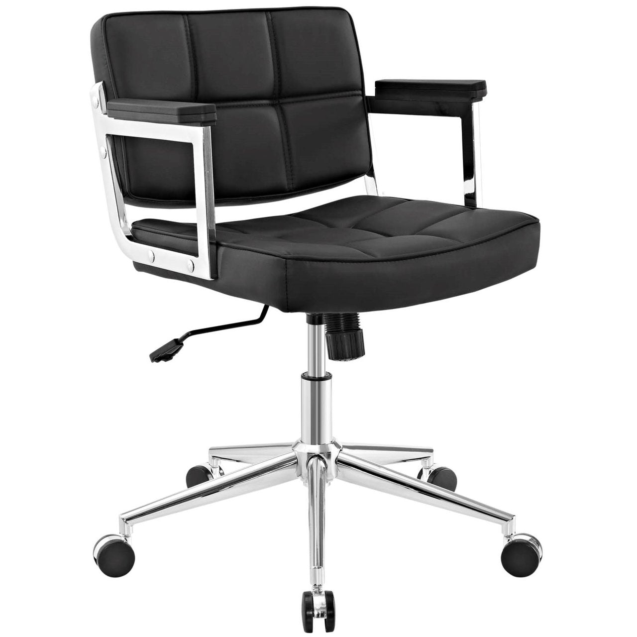 Portray Mid Back Upholstered Vinyl Office Chair, Black, Faux Leather 13158