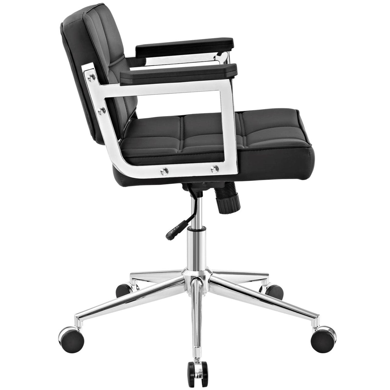 Portray Mid Back Upholstered Vinyl Office Chair, Black, Faux Leather 13158