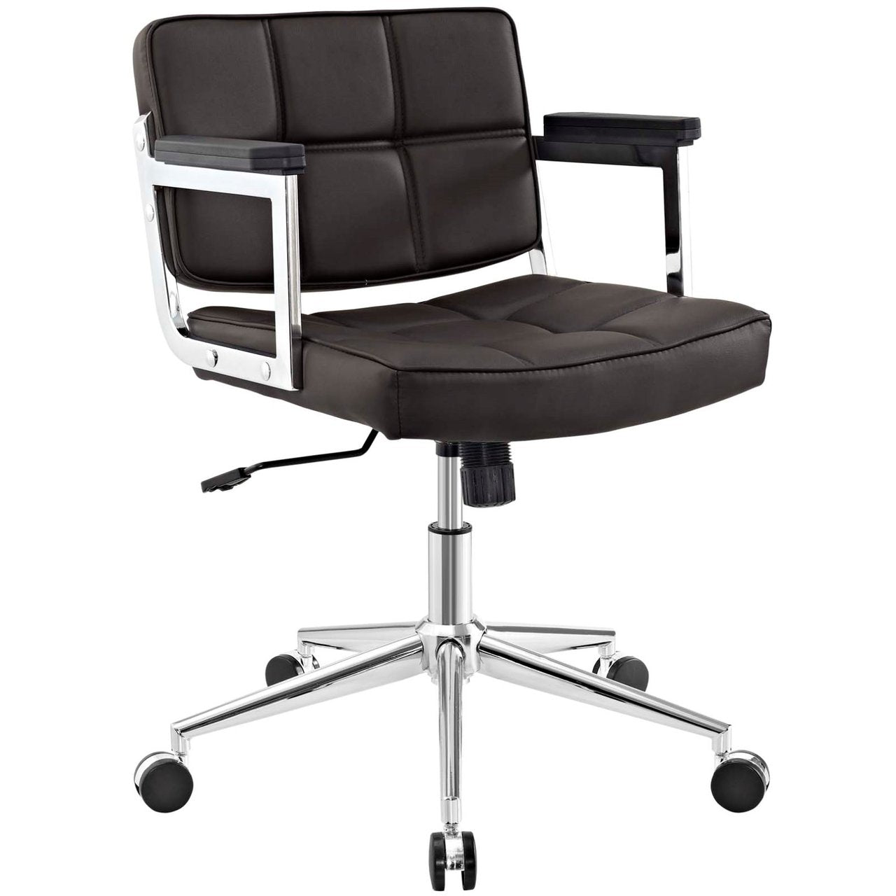 Portray Mid Back Upholstered Vinyl Office Chair, Brown, Faux Leather 13159