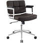 Portray Mid Back Upholstered Vinyl Office Chair, Brown, Faux Leather 13159