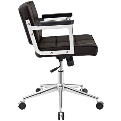 Portray Mid Back Upholstered Vinyl Office Chair, Brown, Faux Leather 13159