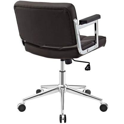 Portray Mid Back Upholstered Vinyl Office Chair, Brown, Faux Leather 13159