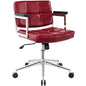 Portray Mid Back Upholstered Vinyl Office Chair, Red, Faux Leather 13160