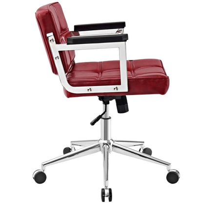 Portray Mid Back Upholstered Vinyl Office Chair, Red, Faux Leather 13160