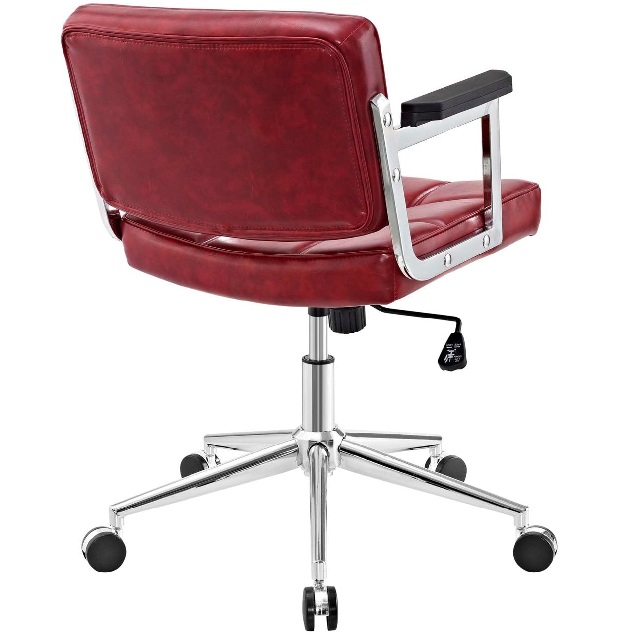 Portray Mid Back Upholstered Vinyl Office Chair, Red, Faux Leather 13160