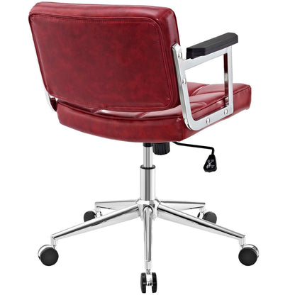 Portray Mid Back Upholstered Vinyl Office Chair, Red, Faux Leather 13160