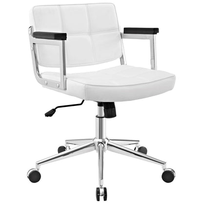 Portray Mid Back Upholstered Vinyl Office Chair, White, Faux Leather 13161