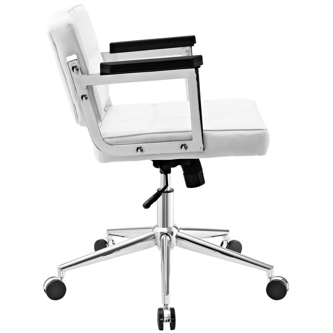 Portray Mid Back Upholstered Vinyl Office Chair, White, Faux Leather 13161