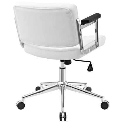 Portray Mid Back Upholstered Vinyl Office Chair, White, Faux Leather 13161