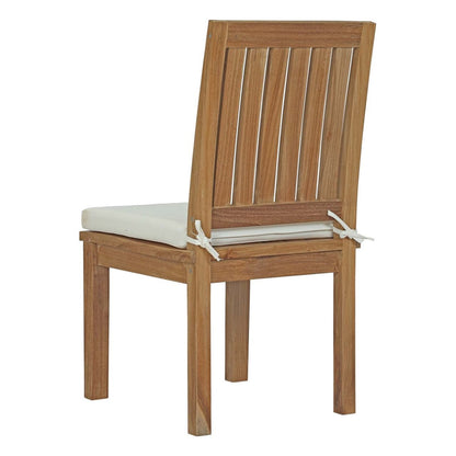 Marina Outdoor Patio Teak Dining Chair, White, Wood 11780