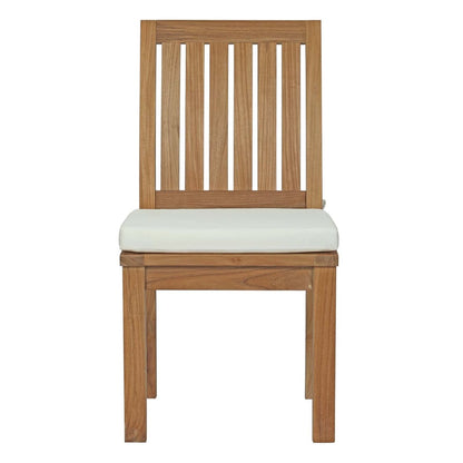 Marina Outdoor Patio Teak Dining Chair, White, Wood 11780