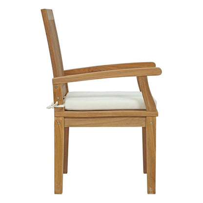 Marina Outdoor Patio Teak Dining Chair, White, Wood 11781