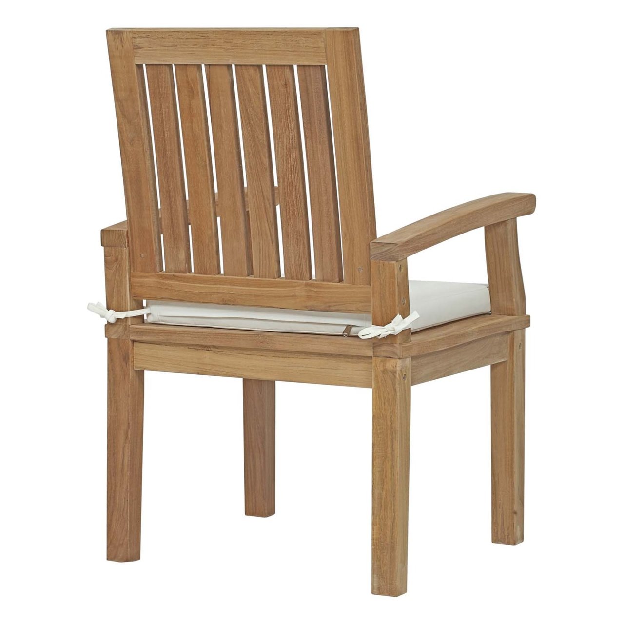 Marina Outdoor Patio Teak Dining Chair, White, Wood 11781