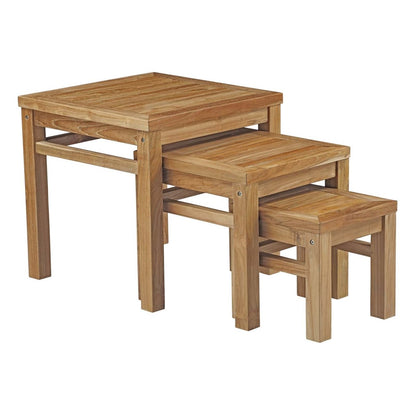 Marina Outdoor Patio Teak Nesting Table, Brown, Wood 13162