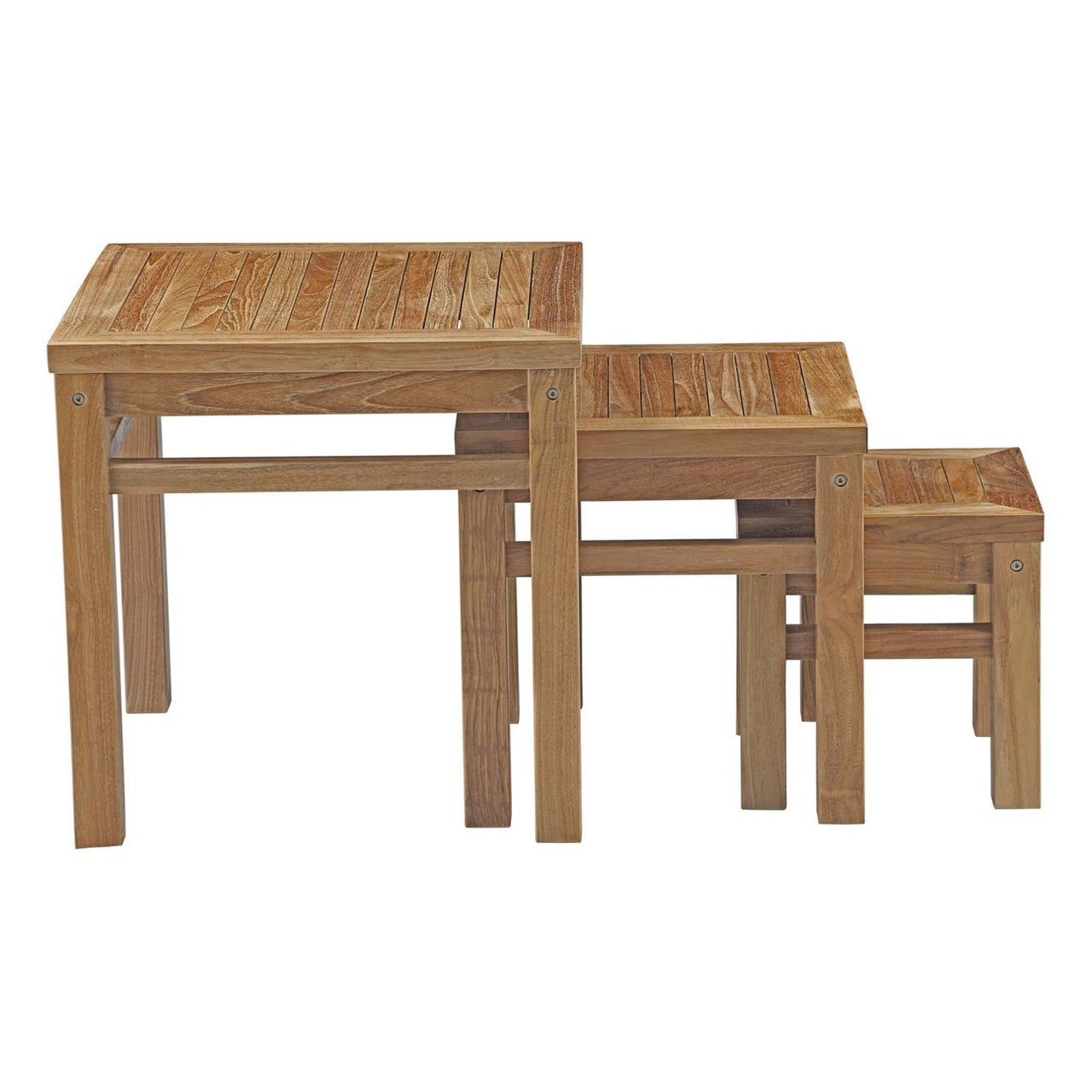 Marina Outdoor Patio Teak Nesting Table, Brown, Wood 13162