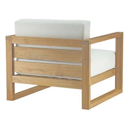 Upland Outdoor Patio Teak Armchair, White, Wood 13163