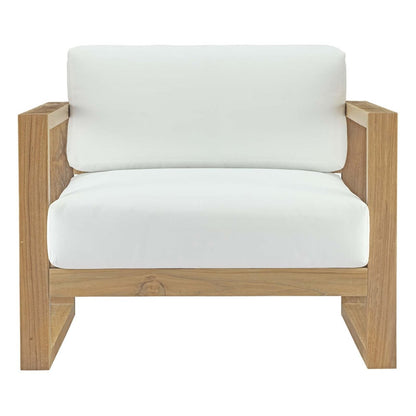 Upland Outdoor Patio Teak Armchair, White, Wood 13163
