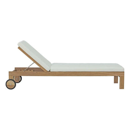 Upland Outdoor Patio Teak Chaise, White, Wood 13168