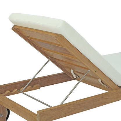 Upland Outdoor Patio Teak Chaise, White, Wood 13168