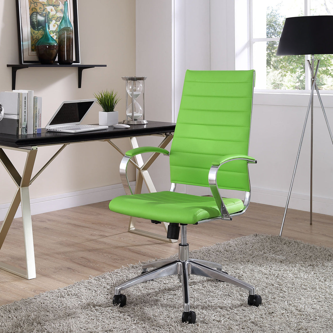 Jive Highback Office Chair, Green Faux Leather