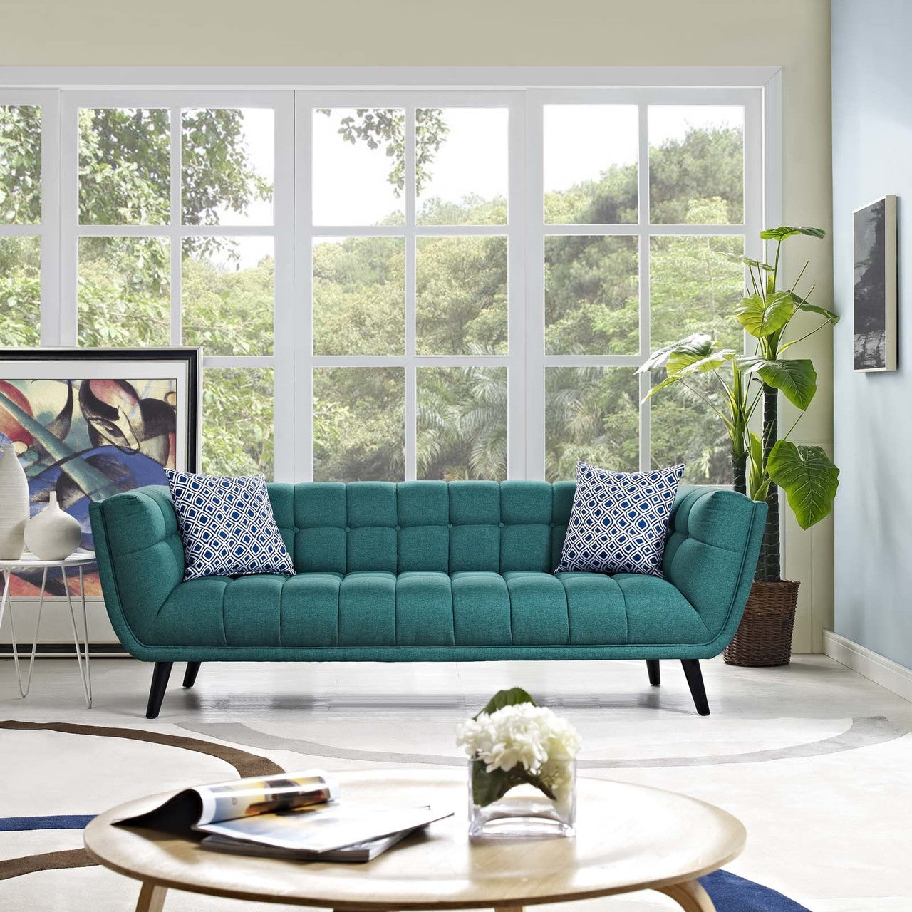 Bestow Upholstered Fabric Sofa, Fabric, Aqua Blue 13640