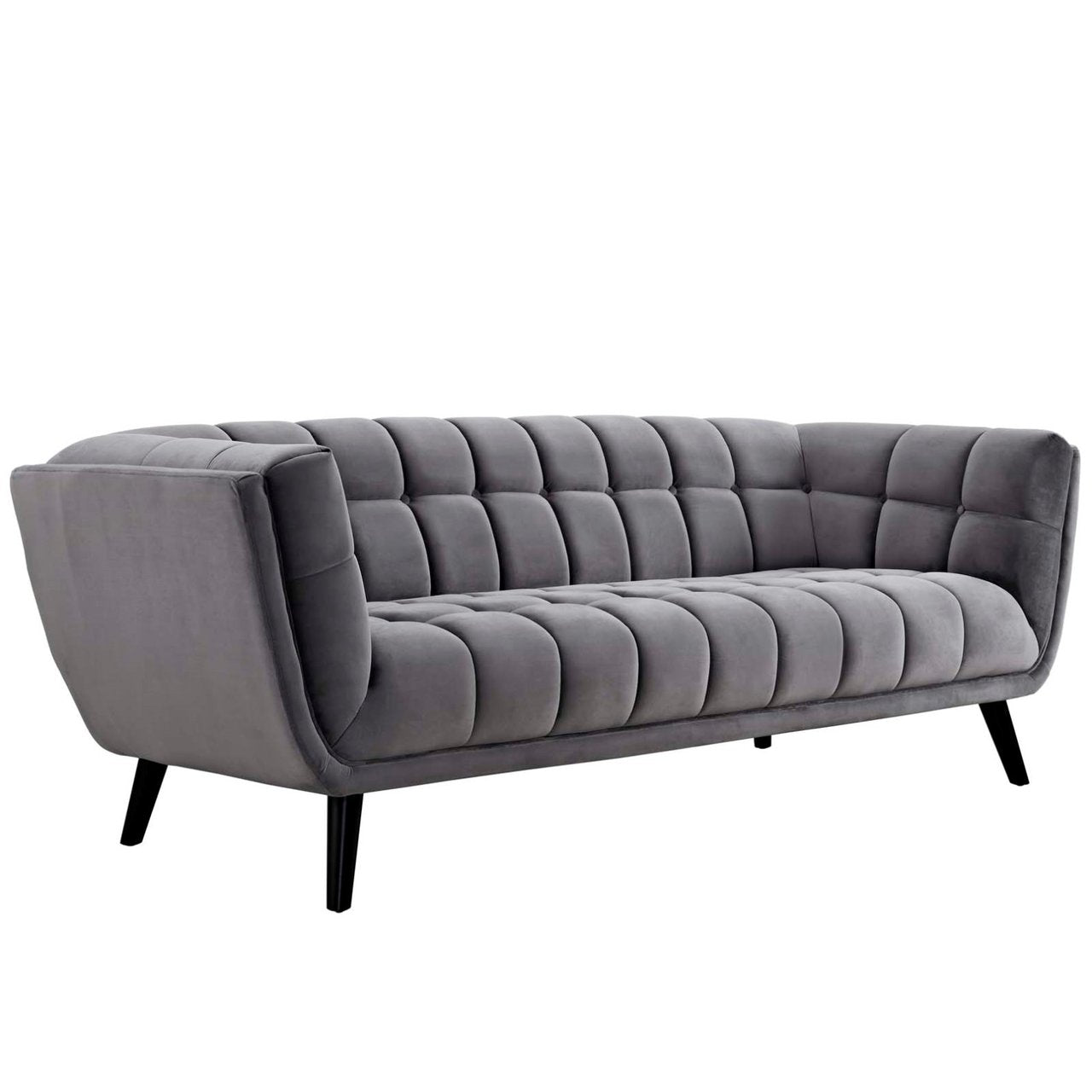 Bestow Velvet Sofa, Grey, Fabric 13200