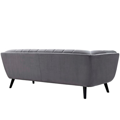 Bestow Velvet Sofa, Grey, Fabric 13200