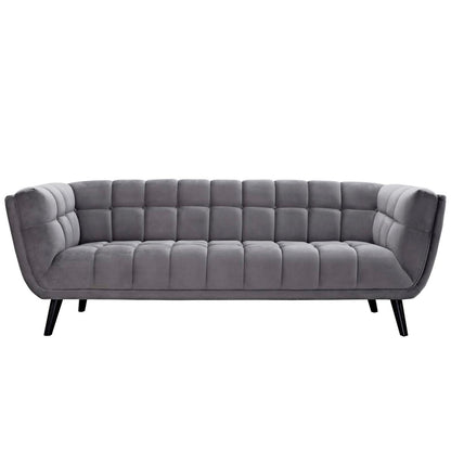 Bestow Velvet Sofa, Grey, Fabric 13200