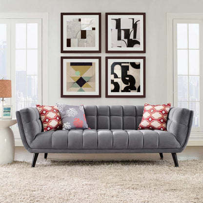Bestow Velvet Sofa, Grey, Fabric 13200