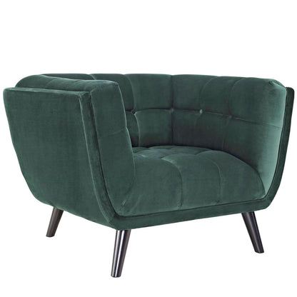 Bestow Velvet Armchair, Green, Fabric 13202