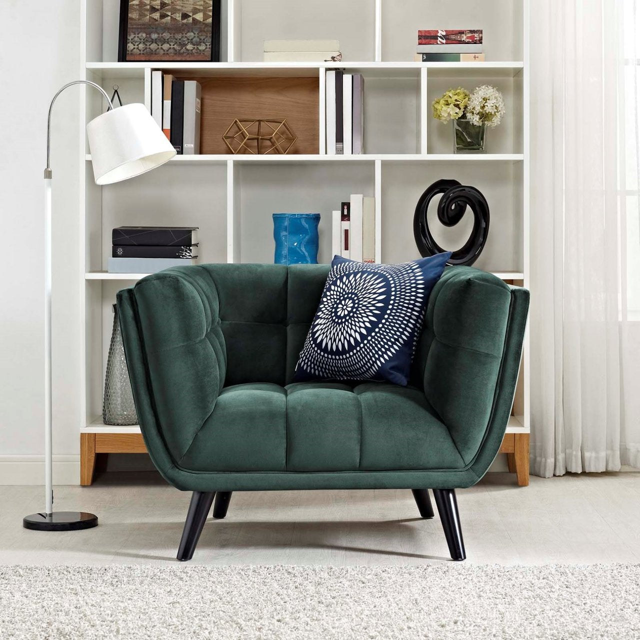 Bestow Velvet Armchair, Green, Fabric 13202