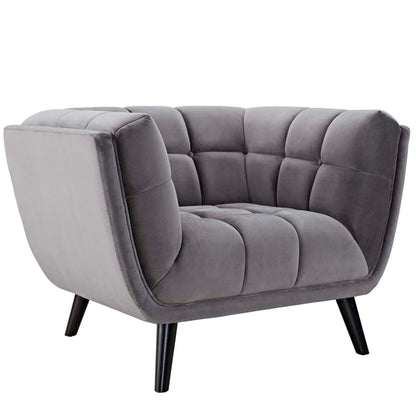 Bestow Velvet Armchair, Grey, Fabric 13203