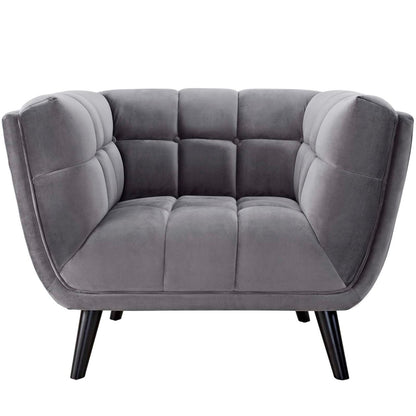 Bestow Velvet Armchair, Grey, Fabric 13203