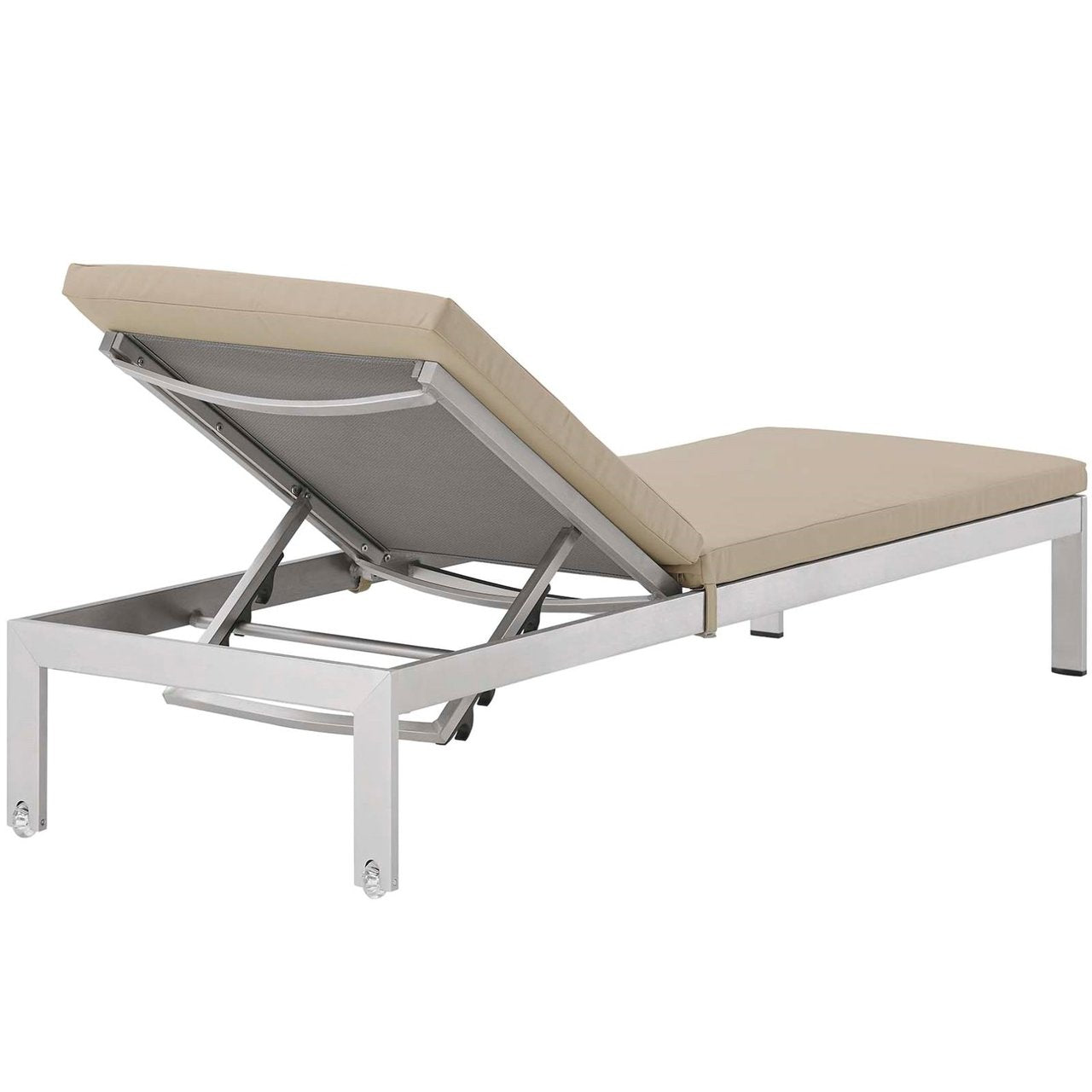 Shore Three PCS Outdoor Patio Aluminum Chaise with Cushions, Beige, Metal 11784