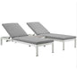 Shore Three PCS Outdoor Patio Aluminum Chaise with Cushions, Grey, Metal 11785