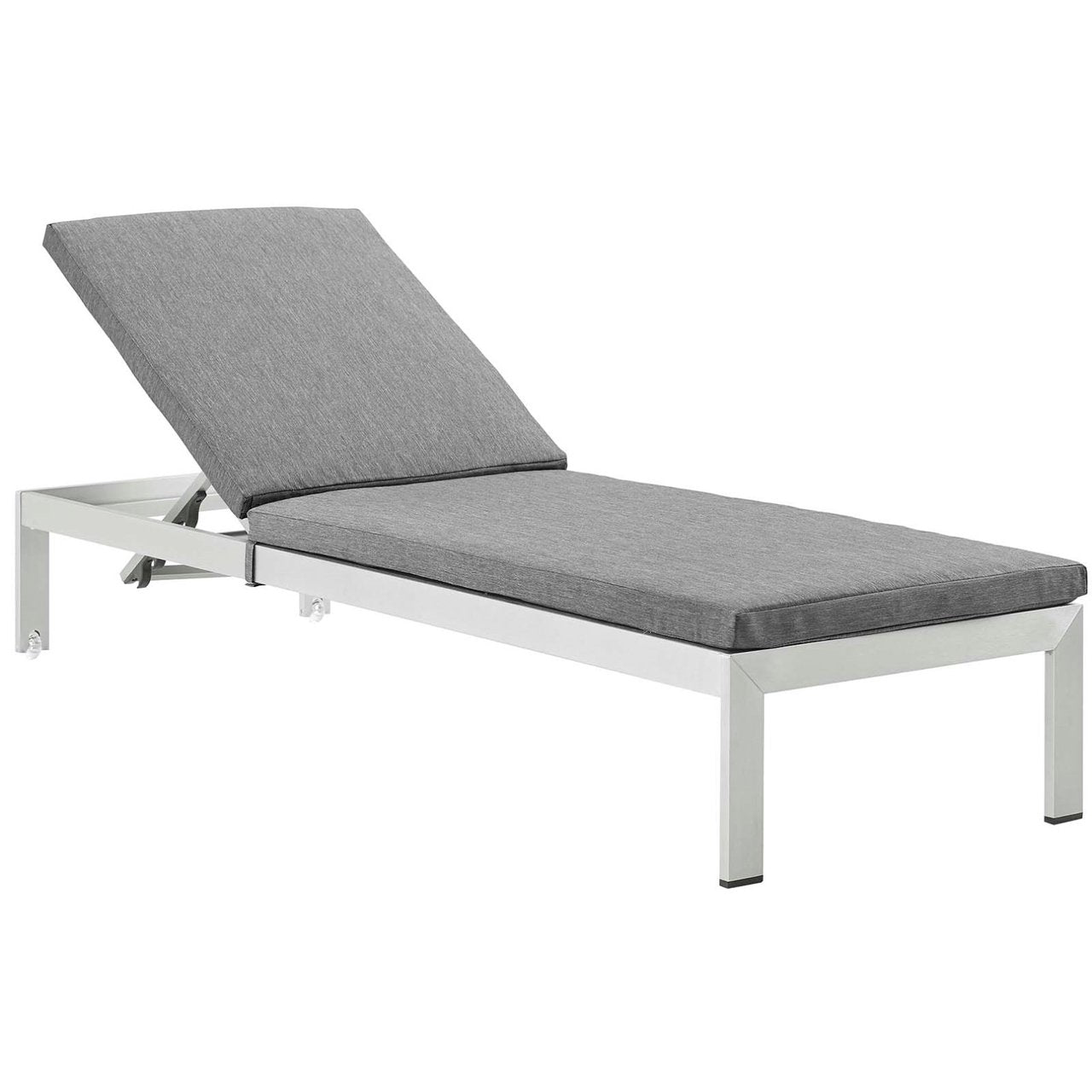 Shore Three PCS Outdoor Patio Aluminum Chaise with Cushions, Grey, Metal 11785