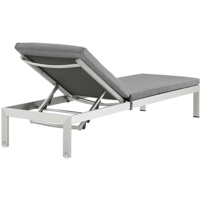 Shore Three PCS Outdoor Patio Aluminum Chaise with Cushions, Grey, Metal 11785