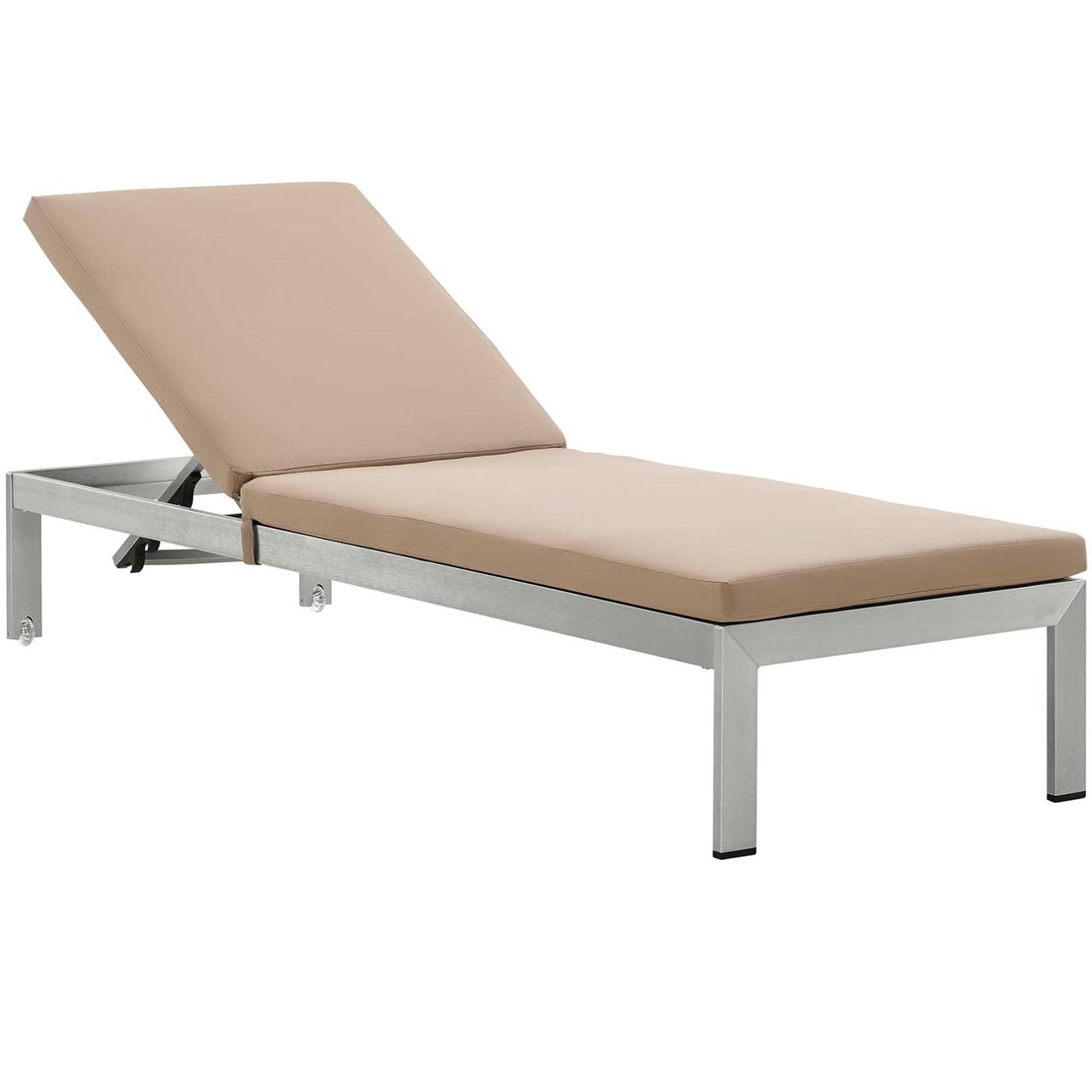 Shore Three PCS Outdoor Patio Aluminum Chaise with Cushions, Brown, Metal 11786